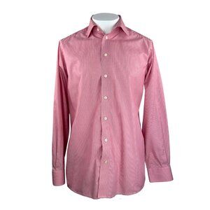 Eton Dress Shirt Long Sleeved Salmon Pinstripes